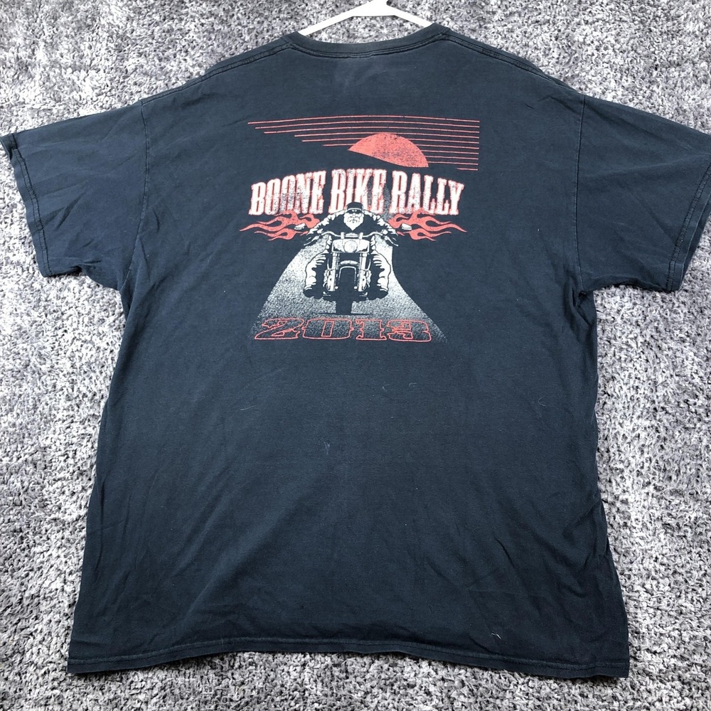 Boone Bike Rally Shirt Mens XL Black Motorcycle Biker Graphic Tee 2013 Gildan